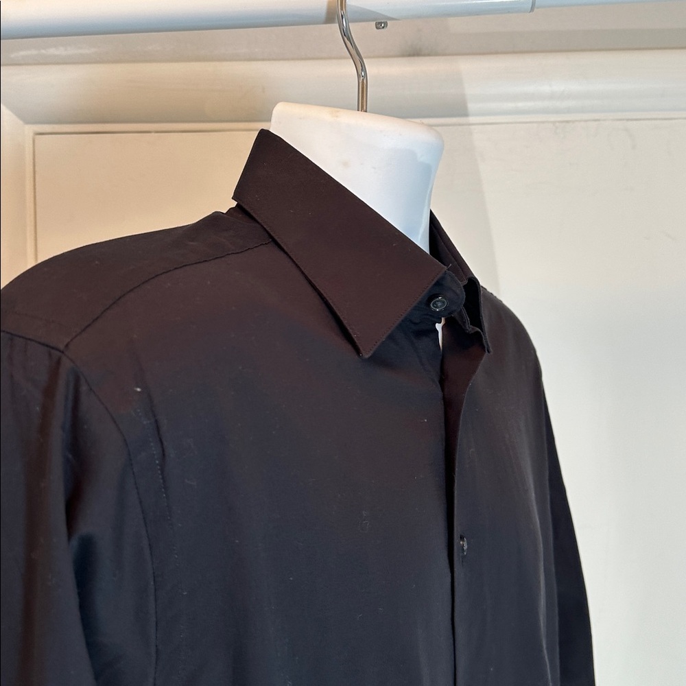 Calvin Klein Long Sleeve Black Cotton Shirt 15.5 34/35 NWT - Picture 6 of 14